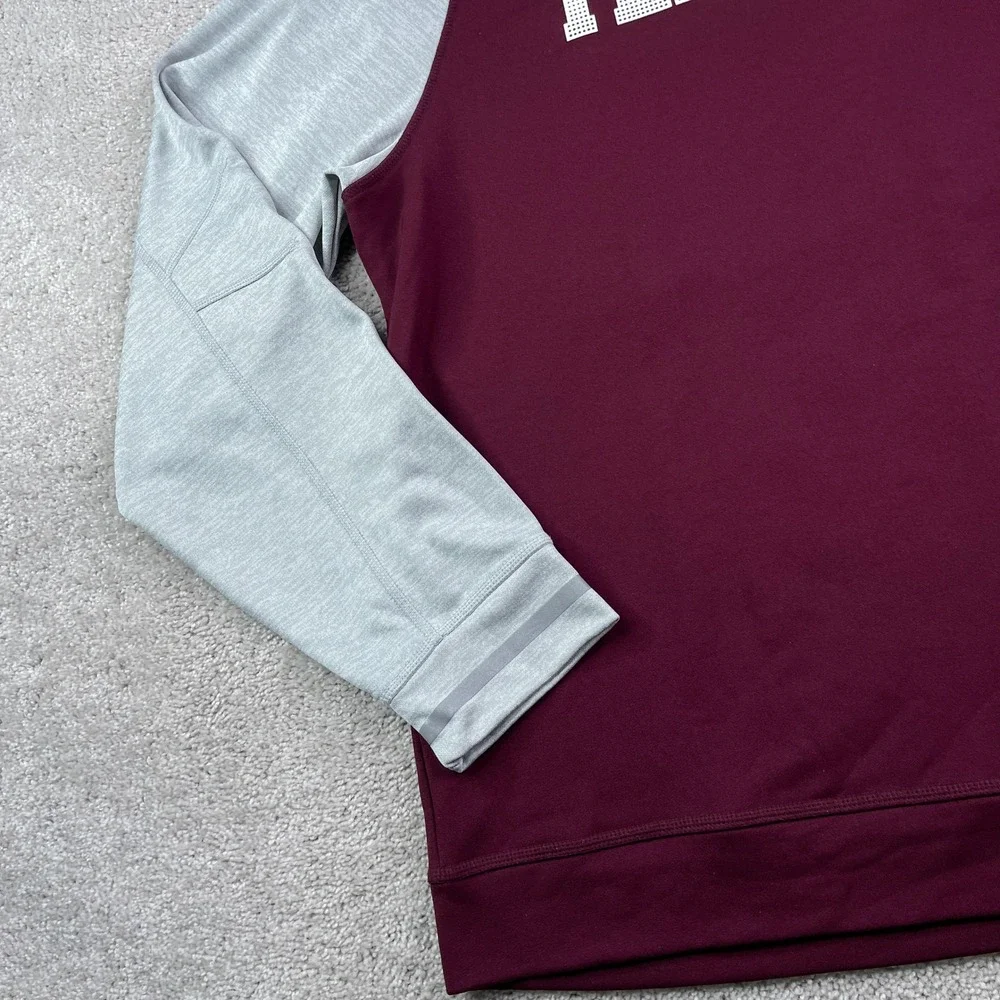 Texas A&M Aggies Sweatshirt Mens Large Maroon Gray Raglan‎ Adidas ClimaWarm